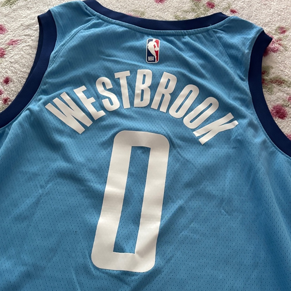 Nike Blue H-Town Russell Westbrook Jersey with Red Accents - Picture 5 of 5